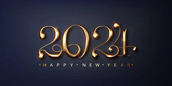 2024 Felice Anno Nuovo Banner Golden Luxury Numeri Festivi Design — Vettoriale Stock