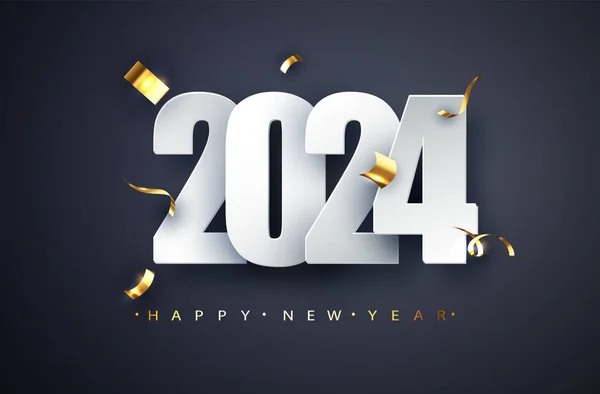 2024 Feliz Ano Novo Fundo Design Cartão Felicitações Férias Modelo —  Vetores de Stock