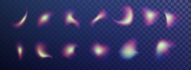 Hologram aura şekli. Y2k yumuşak eğim dokusu izole edildi. Renkli fırça darbeleri, renkli gradyan. Siber neon elementler