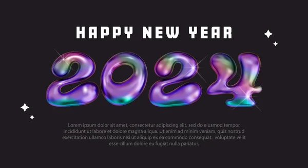 2024 Número Cromo Colorido Feliz Año Nuevo 2024 Diseño Con — Vector de stock