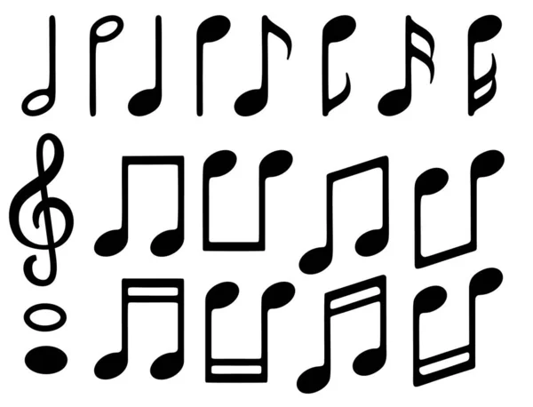 Note Musique Signes Musicaux Clés Icônes Note Musique Vectorielle Sur — Image vectorielle
