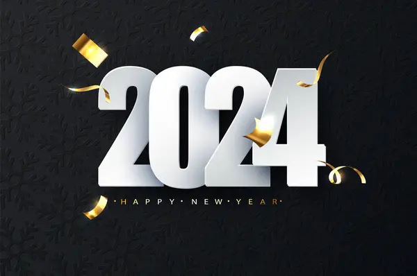 2024 Nuovo Anno Illustrazione Lusso Sfondo Scuro Felice Anno Nuovo — Vettoriale Stock