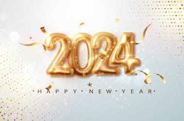 Işık şenliği arka planında 2024 altın gerçekçi rakam.