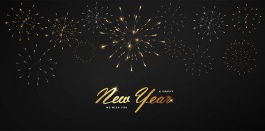 Mutlu yıllar. Zarif havai fişek vektör illüstrasyon arka planı. Tatil dekorasyonu, kart, poster, afiş, el ilanı kavramı