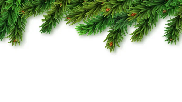 Kerst Dennenboom Rand Voor Decor Fotolijst Blanco Achtergrond Met Ruimte — Stockvector