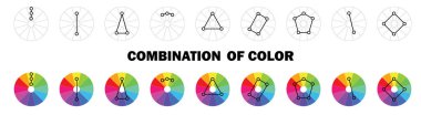 Combinations scheme color harmonies. Color Wheels and Swatches clipart