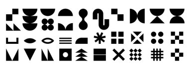 Soyut Geometrik Şekiller Koleksiyonu. Bauhaus, Futuristik ve Memphis Styles seti. Modern Tasarımlar ve Görsel Projeler İçin Mükemmel.