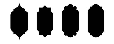 Bir pencere veya kapı kemerinin Arapça vektör şekli. İslami çerçeve. Cami kapısı. İslami arabesk modeli. Arap Müslüman şekli