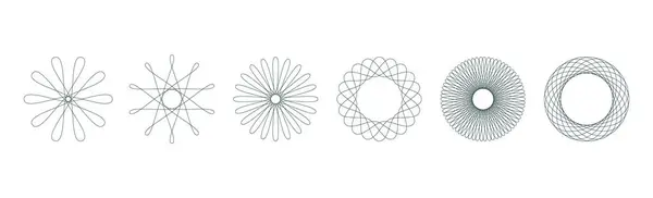 Spirograph Grafische Form Verschiedene Geometrische Kreismuster Isolierte Vektorillustration lizenzfreie Stockvektoren
