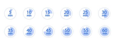 Kronometre ve Zamanlayıcı Simgeleri Ayarlandı. Etiket süresi, pişirme süresi ve daha fazlası