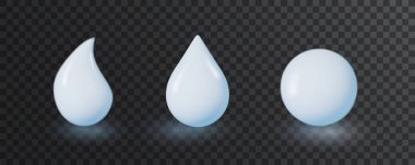 Beyaz damlalar izole. Cilt bakım köpüğü, jöle ya da losyon. Badem ya da hindistan cevizi sütü vektör kümesi farklı şekillerde damlıyor.