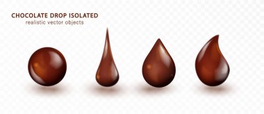 Erimiş çikolata damlaları izole edilmiş. Kakaolu içecek damlaları, çikolatalı şeker veya krema, kakaolu süt, sos, şurup damlası..