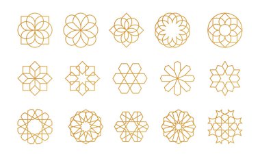 İslam süsü seti. Müslüman geometrik tasarımı Ramazan ve bayram kutlamaları için idealdir
