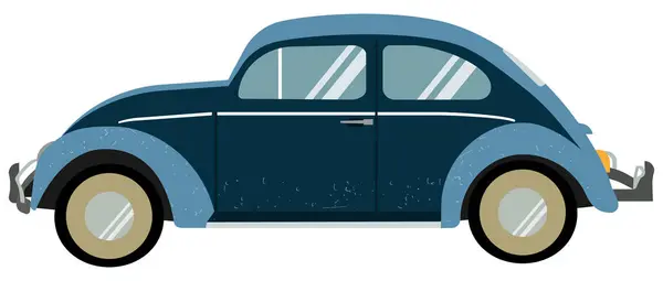 Volkswagen Beetle arabası, vektör çizimi, kaba desenli retro araba.