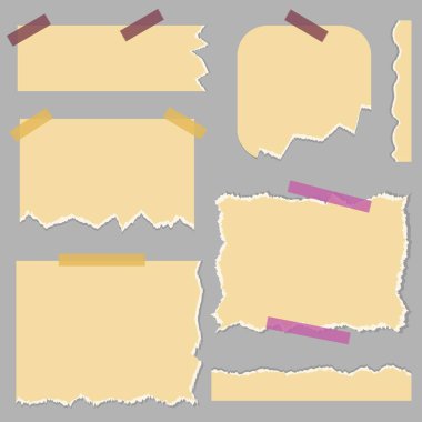 Farklı yapışkan bantlı vektör gerçekçi etiketler.