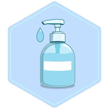 Temizlik, Sağlık Uygulamaları ve Bilgiler İçin El Sıhhi Temizleyici Altıgen Simgesi Düz Tıbbi Rozet