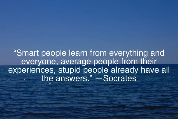 Smart people learn from everything and everyone, average people from their experiences, stupid people already have all the answers. Socrates
