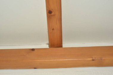 Wooden beams and white wall detail concept background abstract