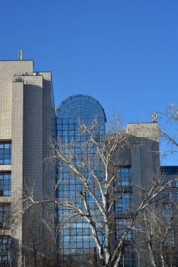 Brutalist architecture buildings on a sunny day  