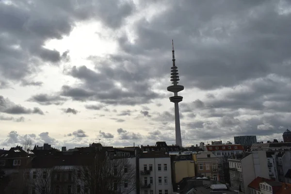 Hambourg Skyline Par Une Journée Nuageuse Depuis Toit — Photo