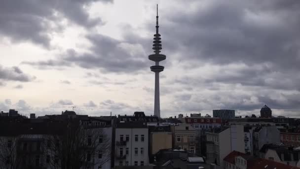 Horizonte Hamburgo Día Nublado Desde Una Azotea — Vídeo de stock