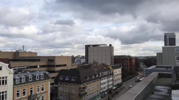 Horizonte Hamburgo Día Nublado Desde Una Azotea — Vídeo de stock