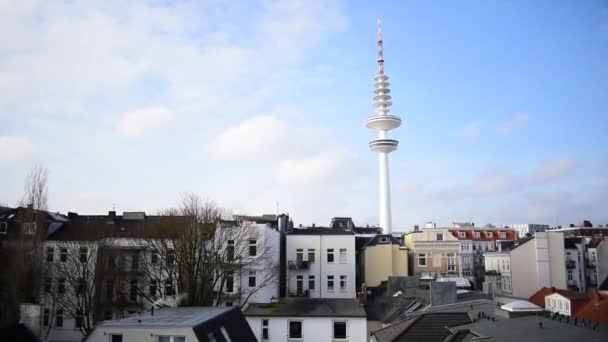 Hamburg Tower Cold Morning — Stock Video