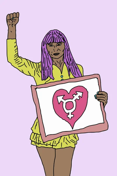 Трансгендерна Гендерна Особа Тримає Ілюстрацію Знака Транс Символа — стокове фото