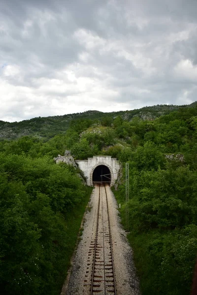 Vstup Starého Železničního Tunelu Horách — Stock fotografie