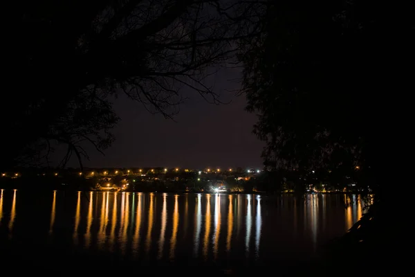 Nachtansicht Der Donau — Stockfoto