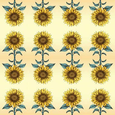 Ayçiçeği desenli arkaplan çizimi seti