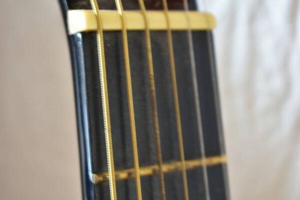 Acoustic guitar close up detail