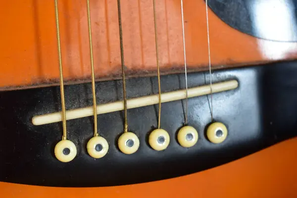 Guitarra Acústica Close Detalhe — Fotografia de Stock