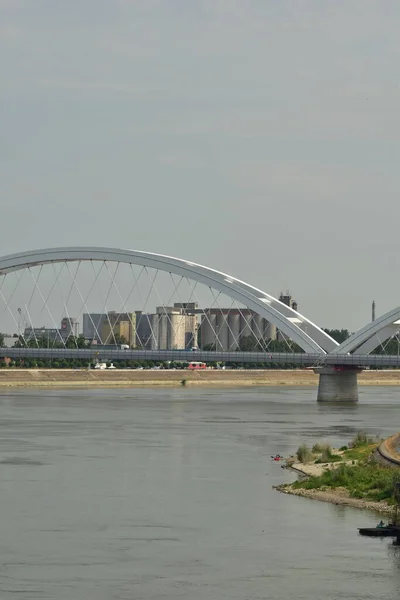 Újvidék Szerbia 2023 Eelj Híd Duna Egy Napsütéses Napon — Stock Fotó