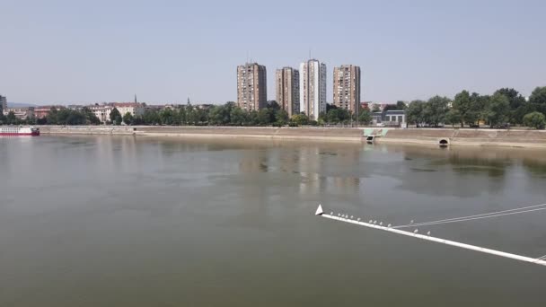 Novi Sad Serbia 2023 Río Danubio Novi Sad Día Soleado — Vídeos de Stock