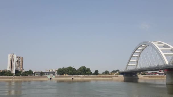 Новий Сад Сербія 2023 Річка Дунай Новому Саді Сонячний День — стокове відео