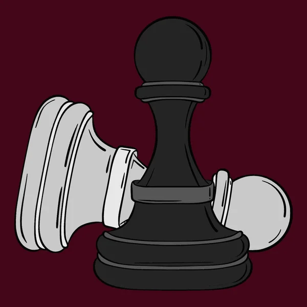 赤の背景に黒と白のチェスの駒 — ストック写真