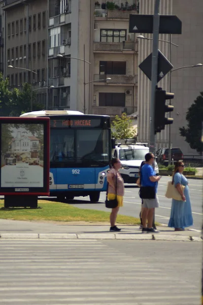 Novi Sad, Serbia - 07 13 2023: Public transport buses in Novi Sad, Serbia on a sunny day