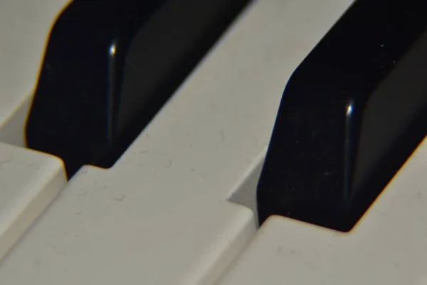 Primer Plano Las Teclas Piano Tiro Macro Extremo Instrumento Piano — Foto de Stock