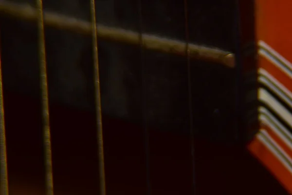 Крупним Планом Акустичні Гітарні Струни Екстремальний Макрозйомка Струнних Інструментів Акустичної — стокове фото