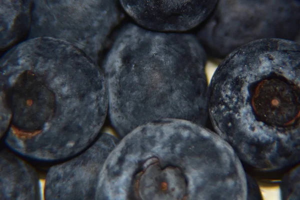 Close Juicy Tasty Blueberries Extreme Close Fruit Texture Background — Stock Photo, Image