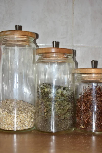 Spices Jars Kitchen — Stock Photo, Image