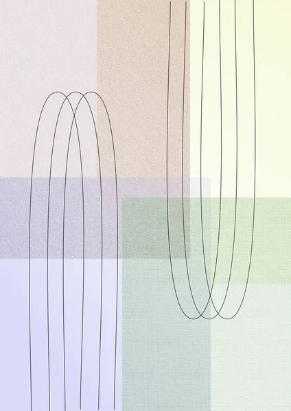 Risograph Esztétikai Design Retro Színek Egyszerű Geometriai Formák Vonalak Lapos — Stock Fotó