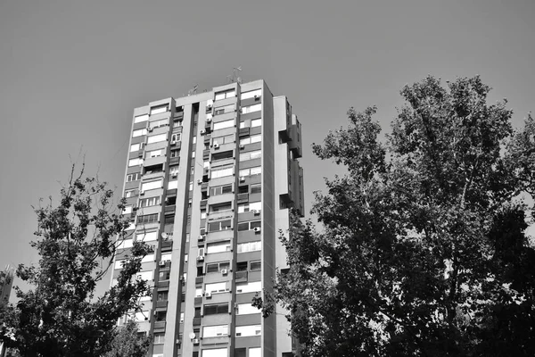Edifícios Residenciais Estilo Brutalista Preto Branco — Fotografia de Stock