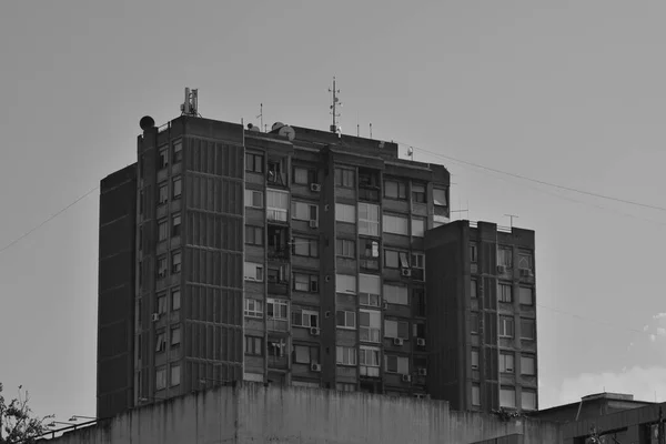 Edificios Residenciales Estilo Brutalista Blanco Negro — Foto de Stock