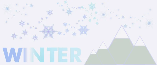 スノーフレークの冬のサイン イラスト 冬のコンセプト背景 ブルーカラー — ストック写真
