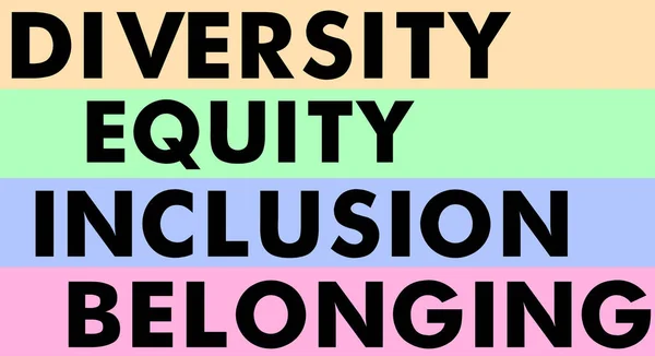 カラーバックグラウンドのDib文字 多様性 公平性 包摂性 所属するカラーイラストレーションアート文字背景ポスター バナー プリント ロイヤリティフリーのストック写真