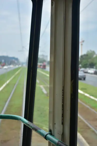 Innenraum Einer Alten Straßenbahn Der Stadt — Stockfoto