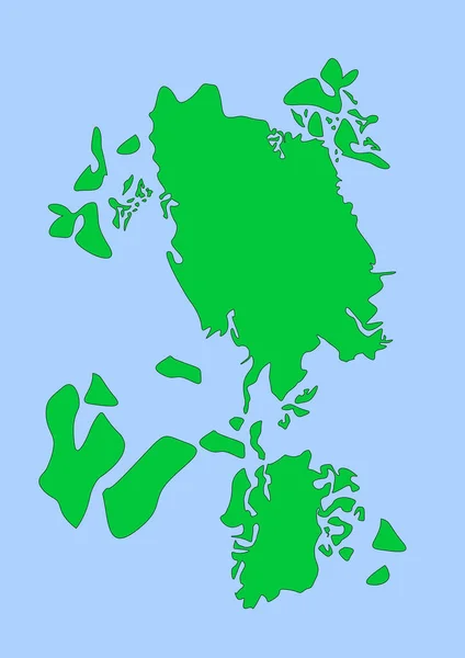 緑の大陸 青い海を描いた 想像上の地図 ポスター 印刷物 カバーまたは壁の装飾のための地図 フィクションカントリーマップ — ストック写真