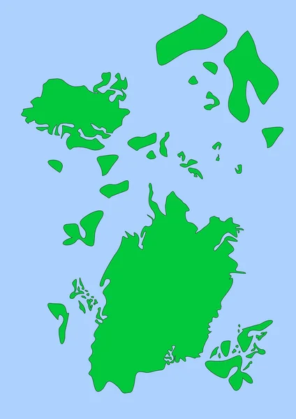 緑の大陸 青い海を描いた 想像上の地図 ポスター 印刷物 カバーまたは壁の装飾のための地図 フィクションカントリーマップ — ストック写真